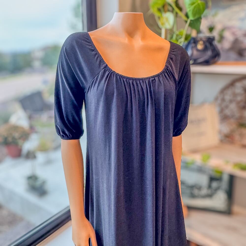 Vintage White House Black Market Black Bubble Hem Scoop Neck Dress-Women's Small - Picture 8 of 9